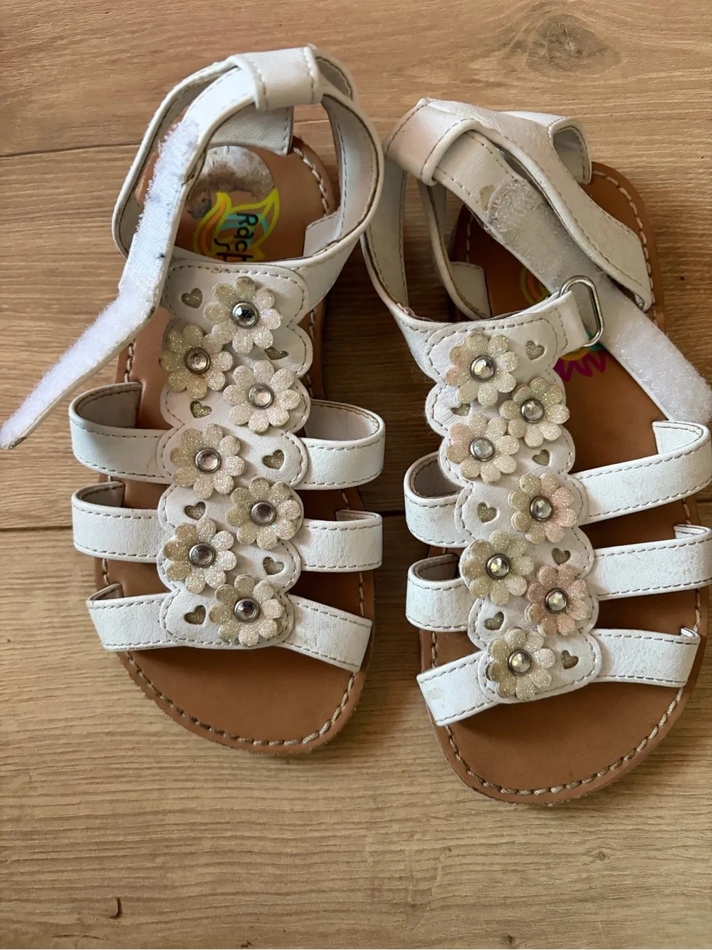Rachel Shoes White Floral Girls Strappy Sandals